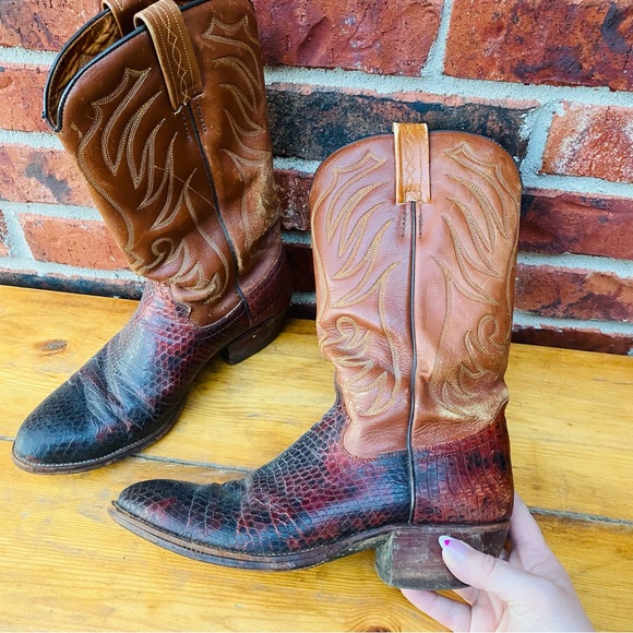 Wrangler | Vintage WB Masterson Special Edition Brown Cowboy Boots 9.5 - Picture 2 of 8